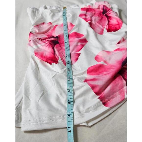 Shein Women's White and Pink Floral Print Ruched Tank Top NWOT Size Medium - Picture 6 of 6